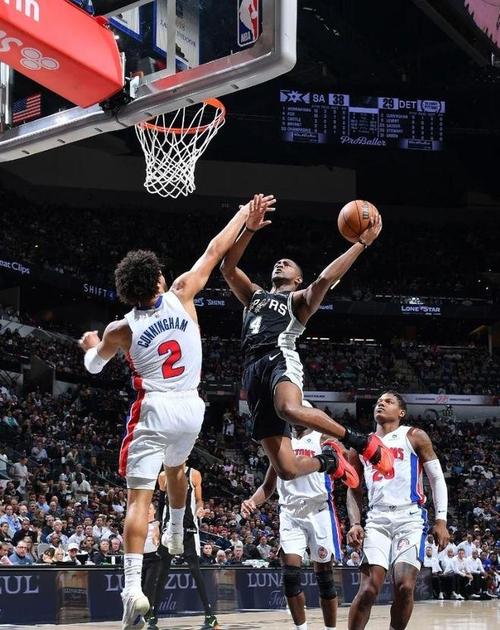 文班38+16+5帽历史第二马刺大胜活塞 福克斯29分坎宁安26+8